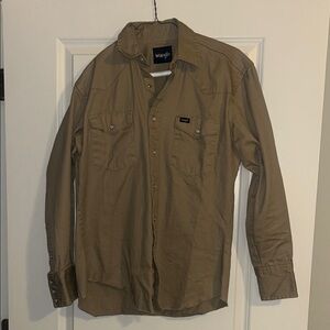 Wrangler Men's Long Sleeve Shirt in Khaki Brown